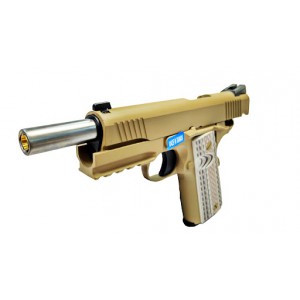 Страйкбольный пистолет WE Colt M45A1 Tan, металл, GBB (WE-E015-M45A1-TAN)